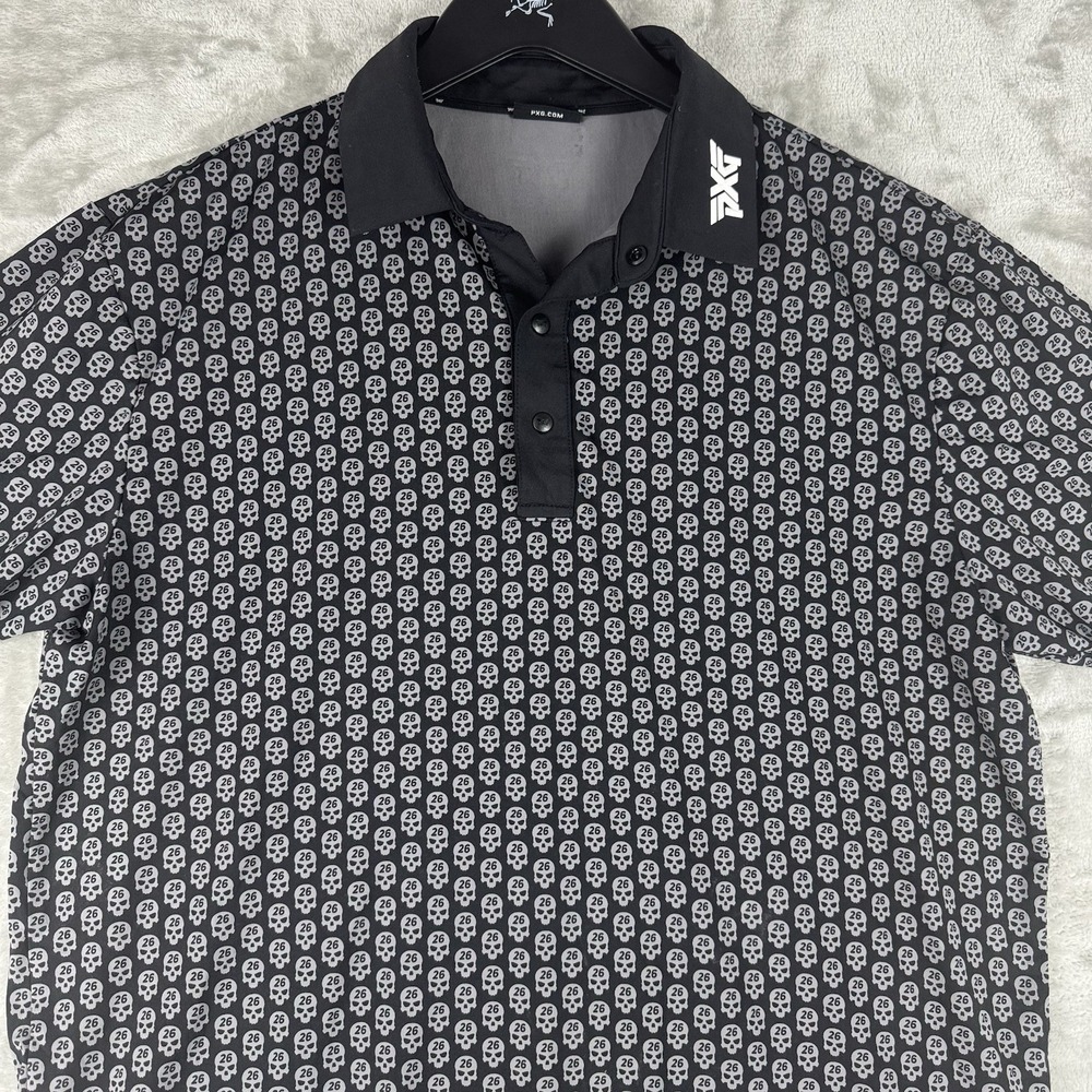 PXG Parsons Xtreme Skulls All Over Print AOP Golf Polo Shirt Mens Small Stretch - Picture 1 of 10